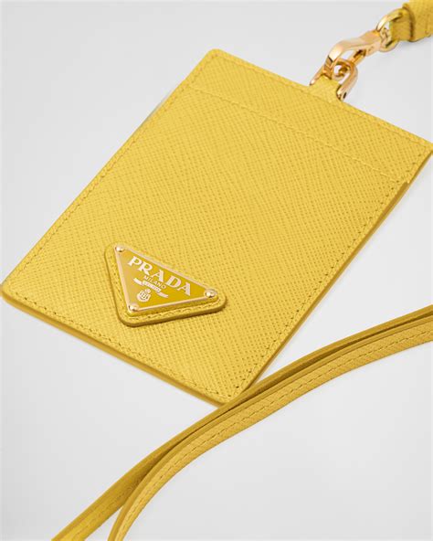 prada saffiano badge holder.